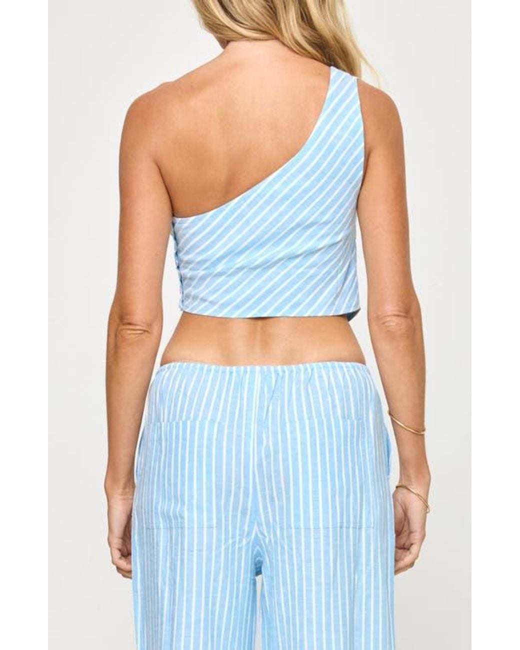 LSPACE Blue June One-Shoulder Top