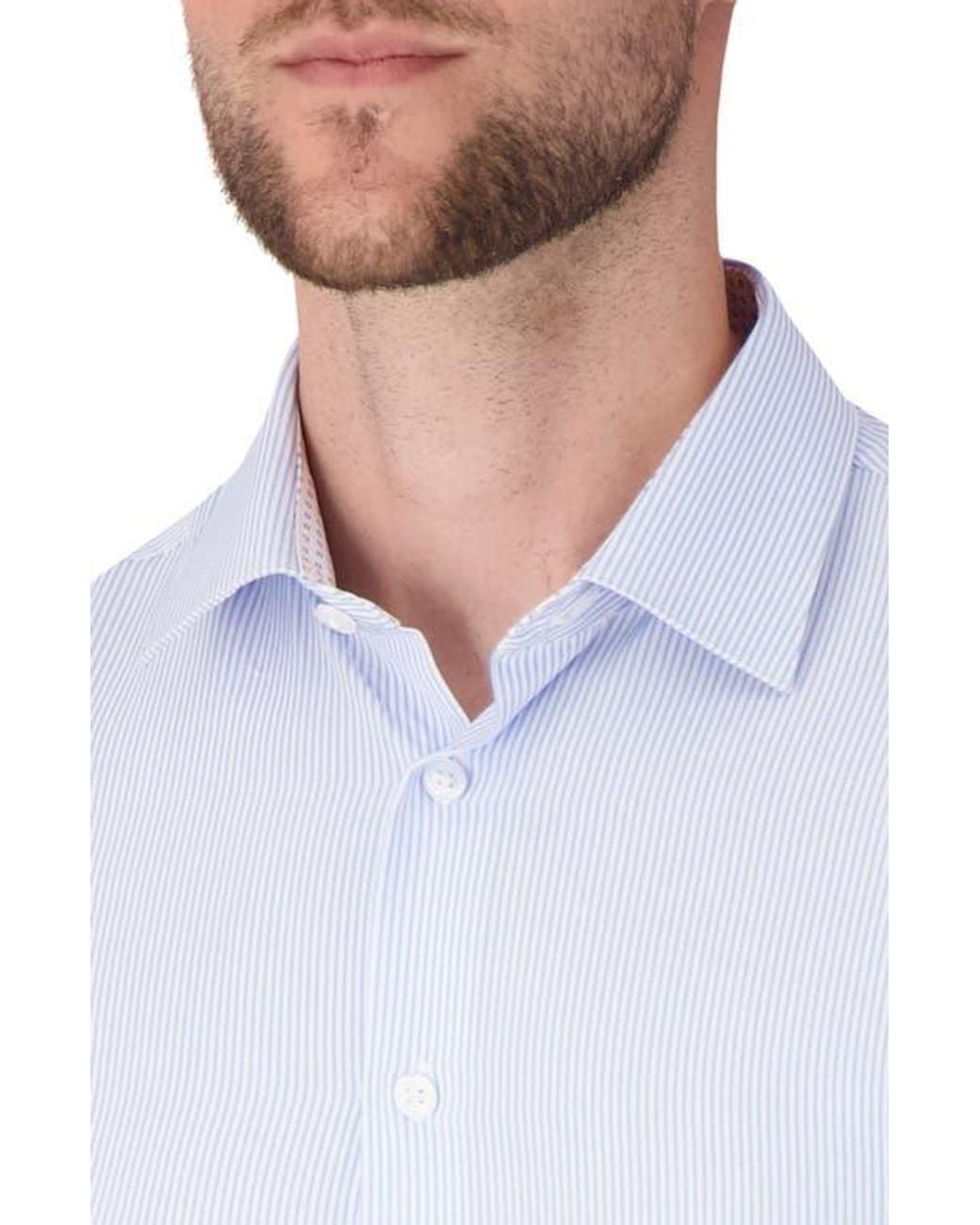 Report Collection Stripe Print Slim Fit Stretch Dress Shirt in White for Men | Lyst Report Collection Stripe Print Slim Fit Stretch Dress Shirt in White for Men | Lyst