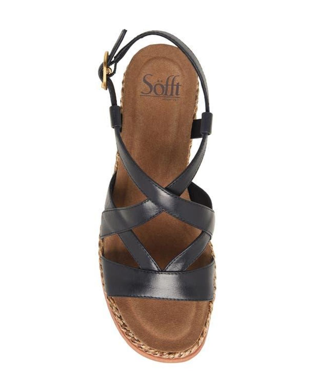 Söfft Black Devyn Slingback Espadrille Platform Wedge Sandal