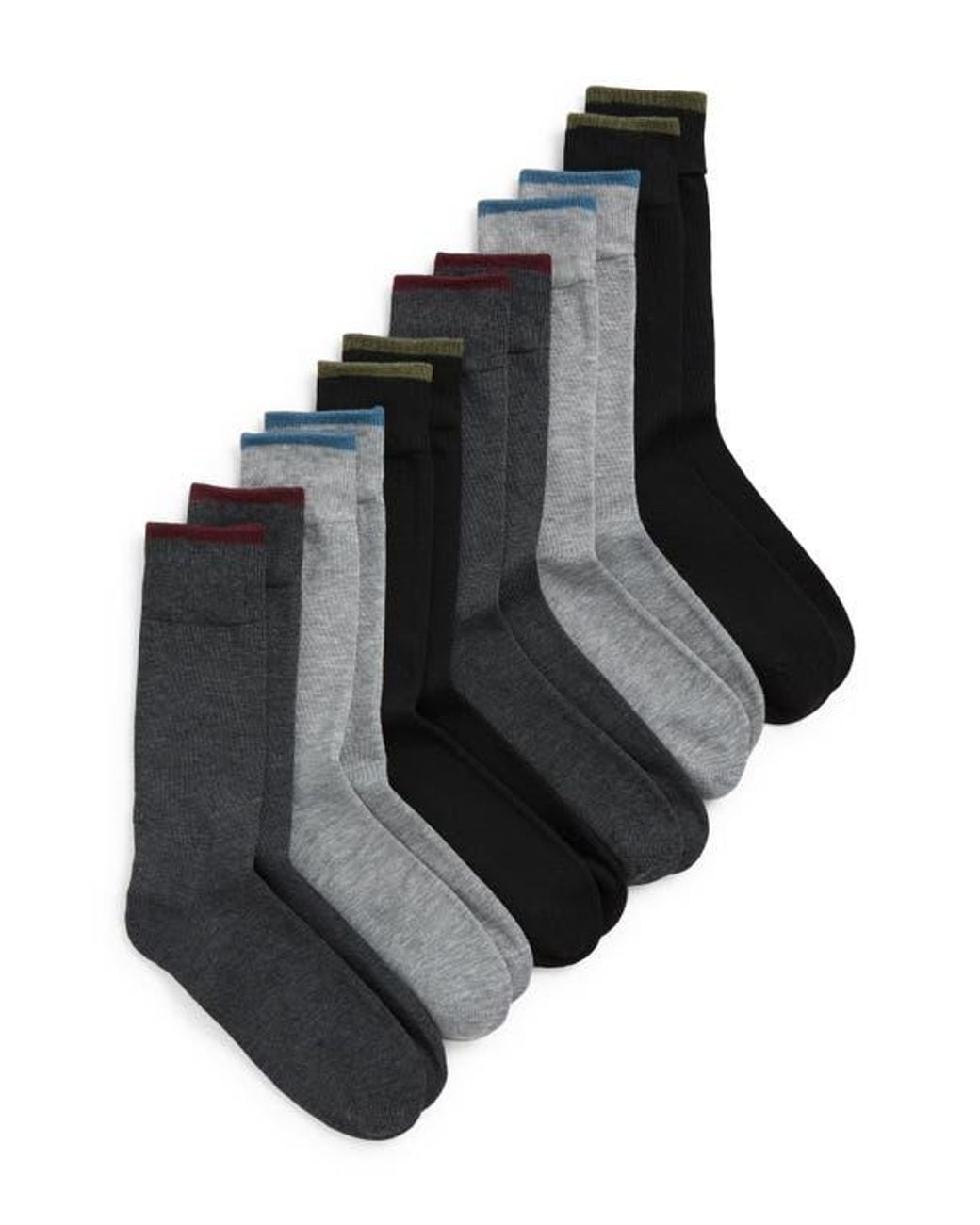 Ted Baker Black Assorted 6-Pack Crew Socks for men