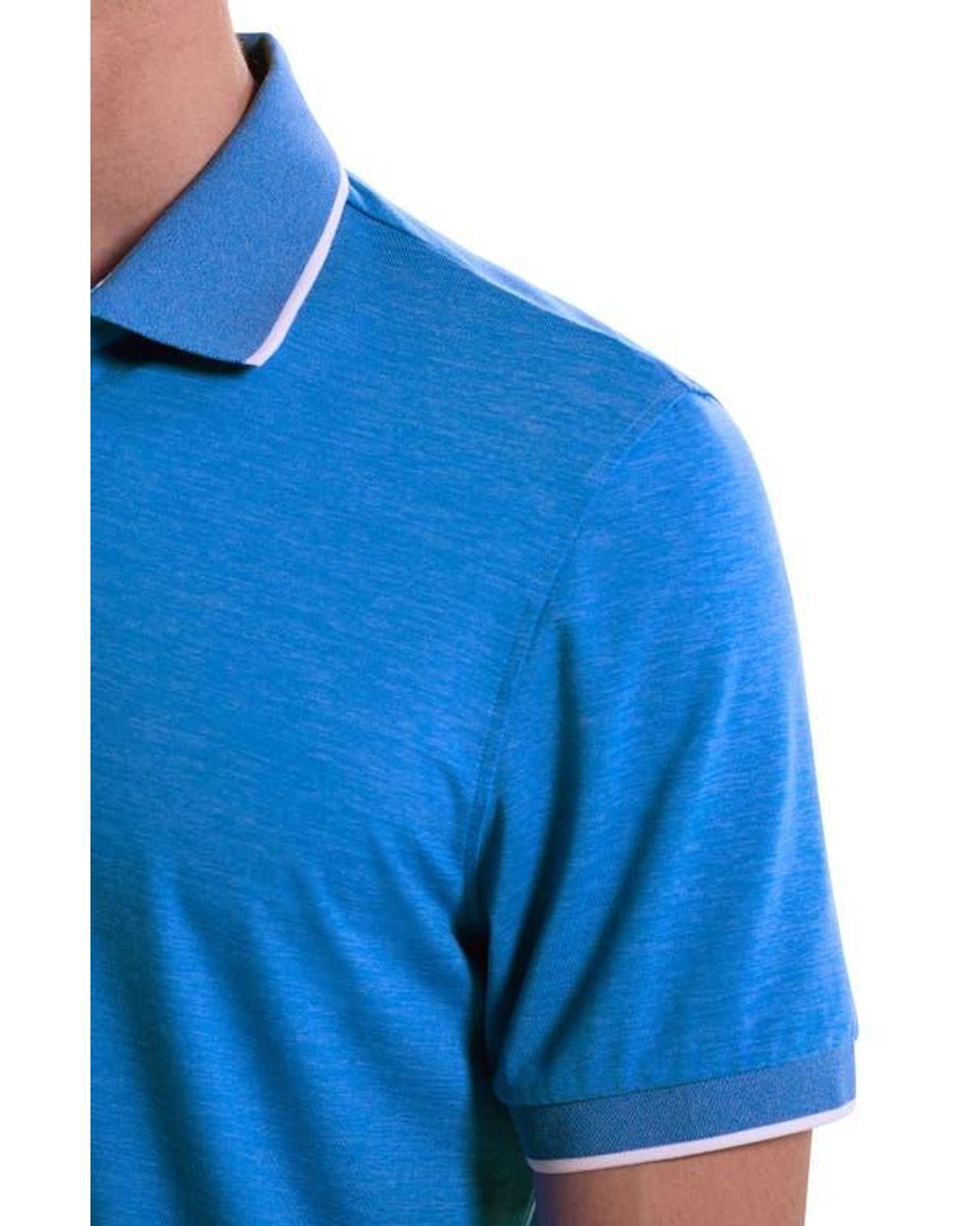 Bugatchi Blue Three-Button Performance Polo for men