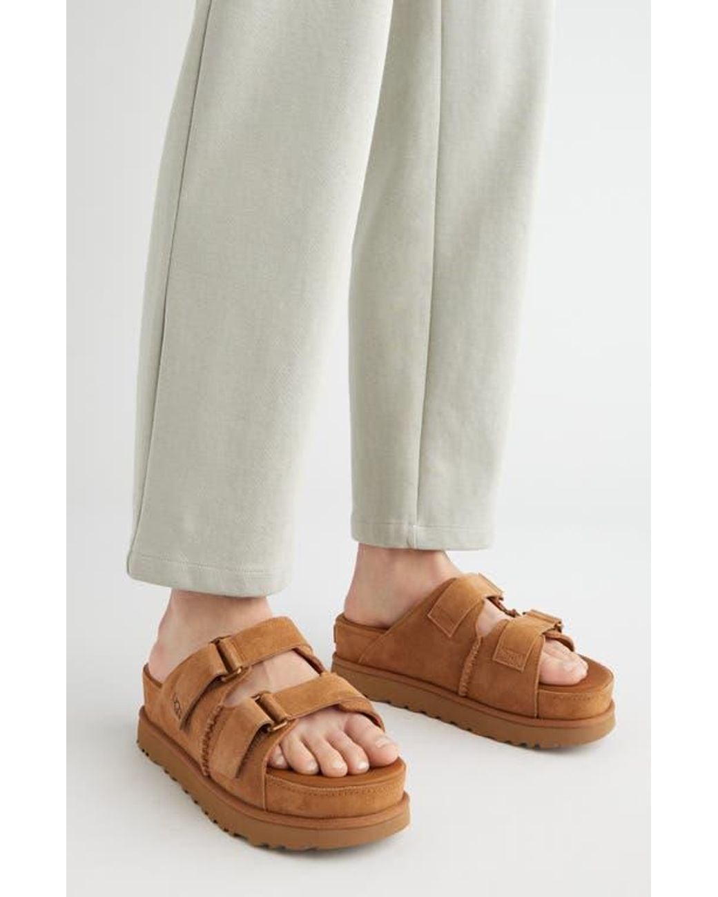 Ugg Brown Goldenstar Platform Slide Sandal