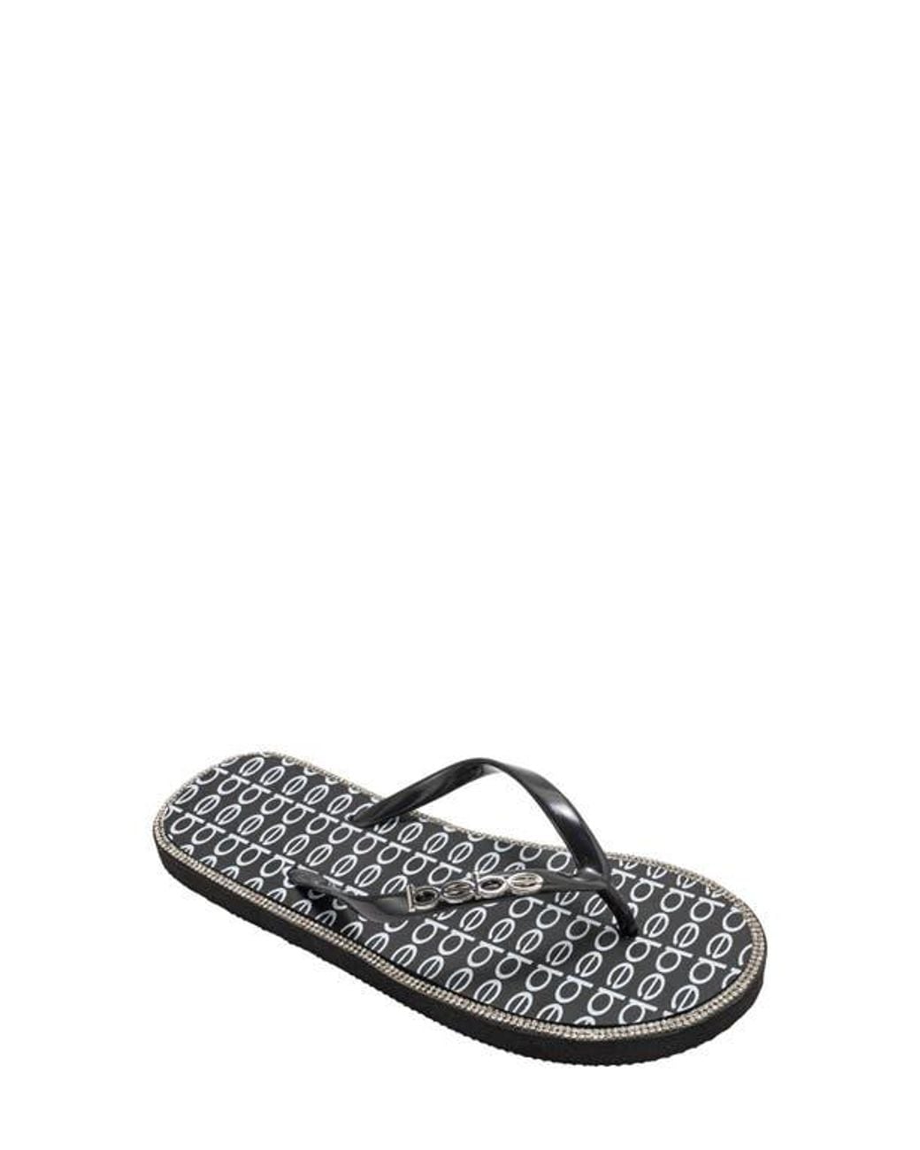 Bebe Gray Logo Print Flip Flop