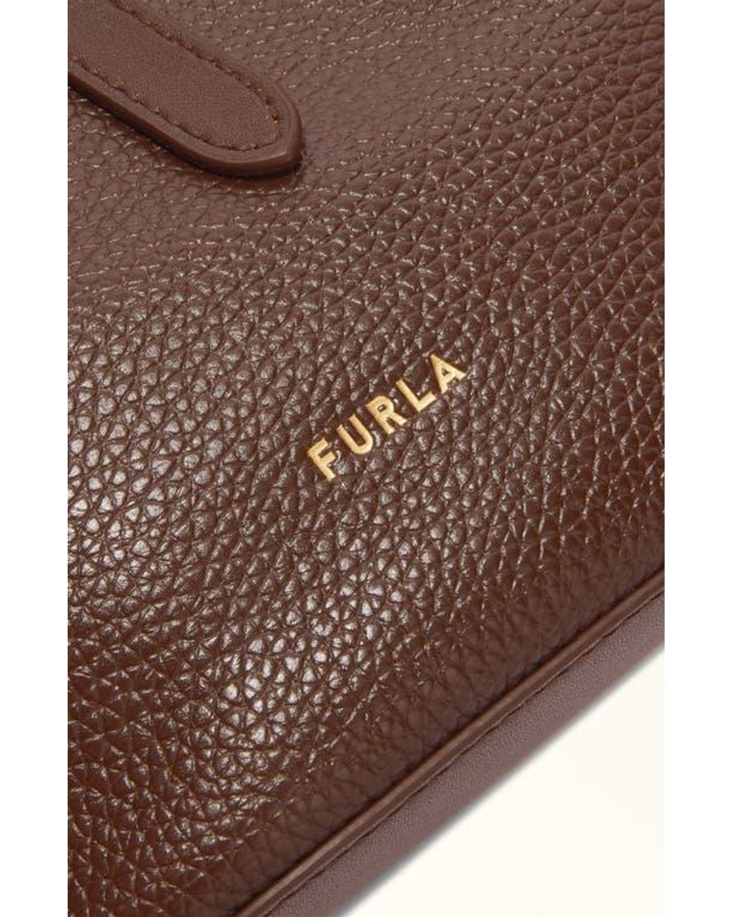 ♢FURLA Aura Mini Drawstring♢ Furla Aura Mini Drawstring Leather Bucket Bag in Brown | Lyst