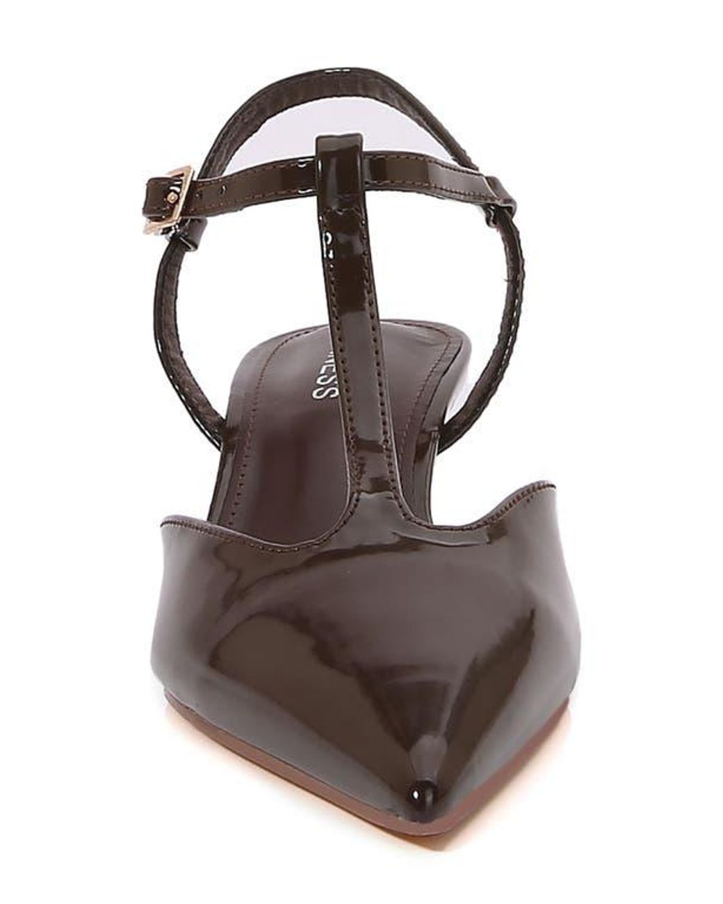 BERNESS White T-Strap Kitten Heel Pump