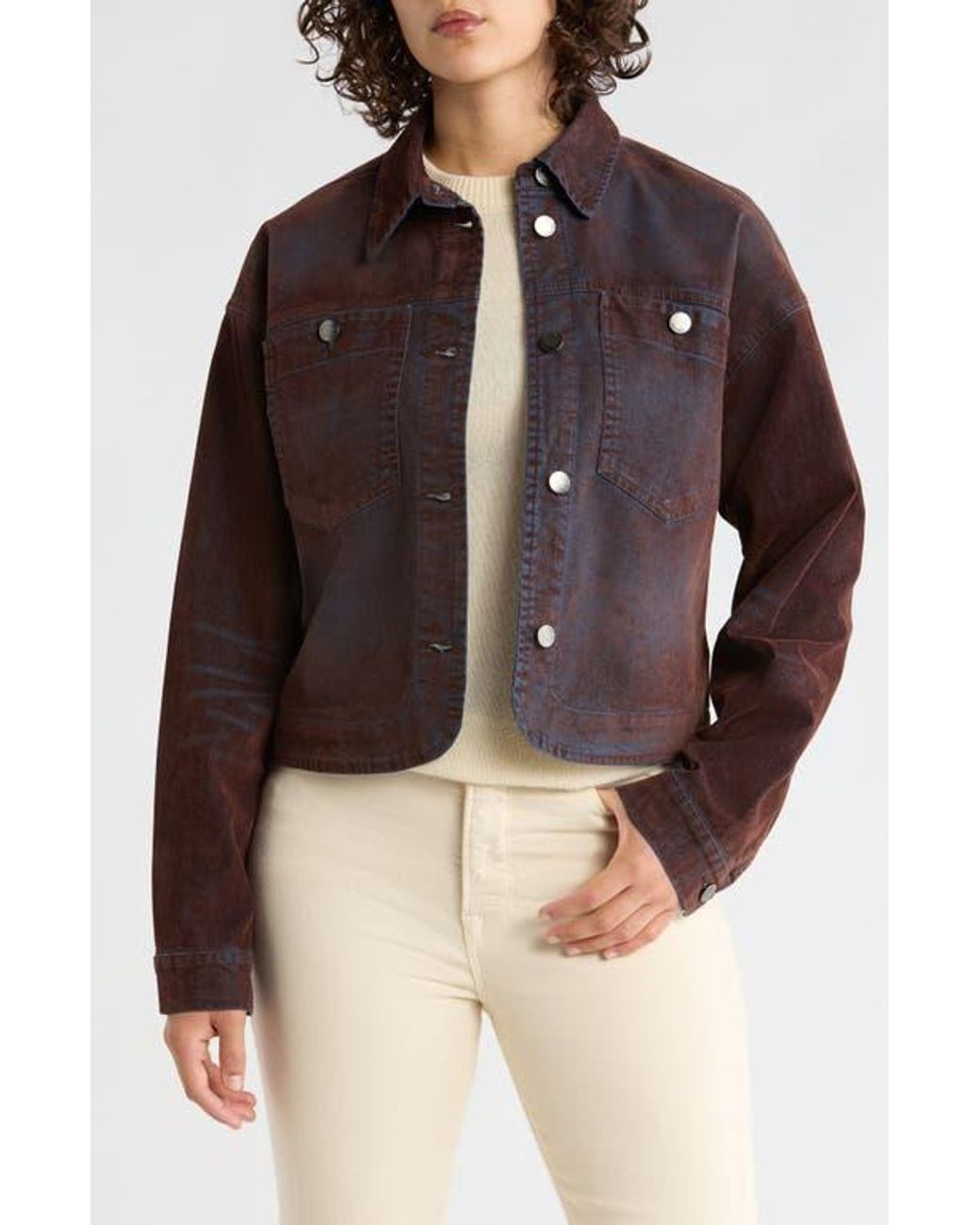 Vigoss Flocked Utility Jacket in Brown | Lyst Vigoss Flocked Utility Jacket in Brown | Lyst