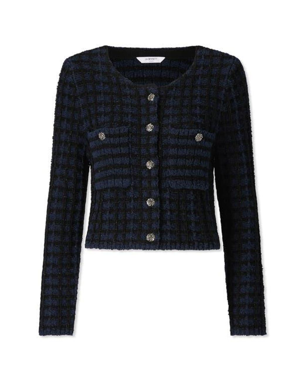 L.K.Bennett Blue Millie Metallic Fluffy Cardigan