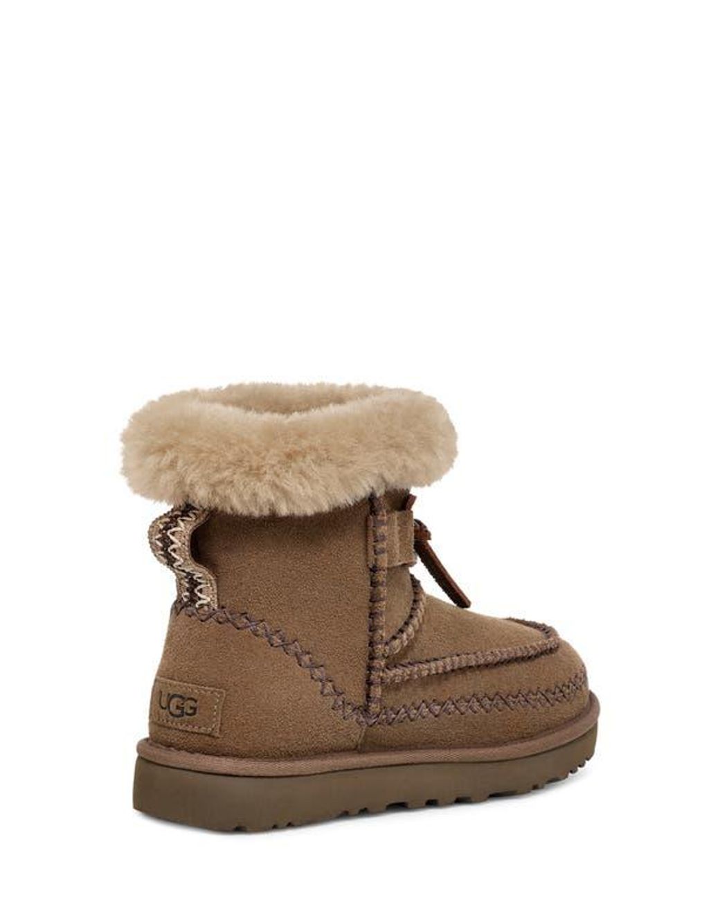 Ugg Brown Shearling-Trim Lace-Up Boots