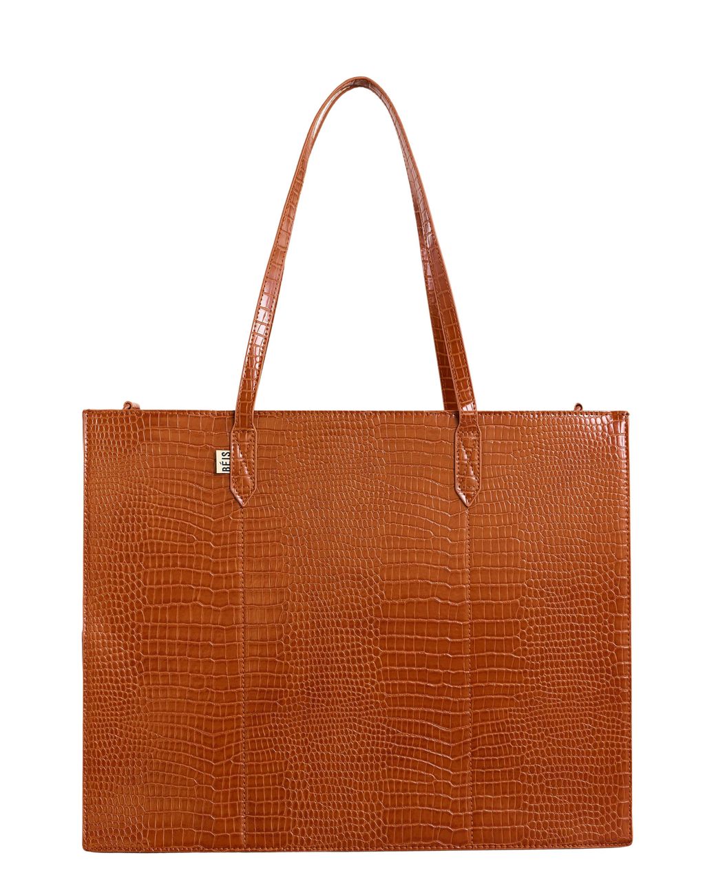 BEIS The Large Croc Embossed Work Tote & Laptop Sleeve in Brown Lyst