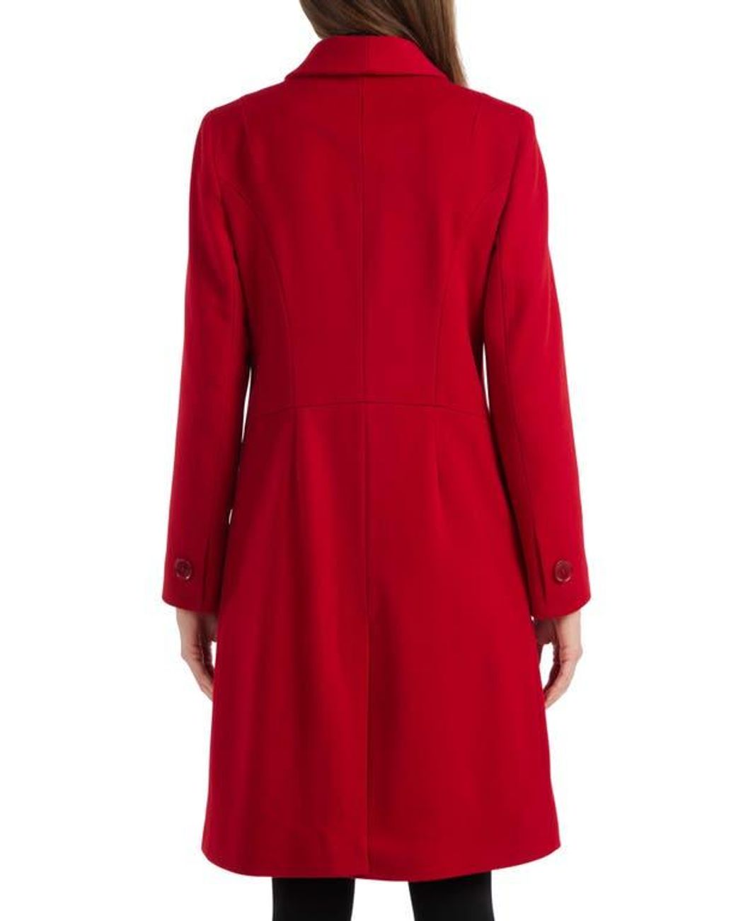 Sofiacashmere Red Wool-Cashmere Shawl Collar Coat