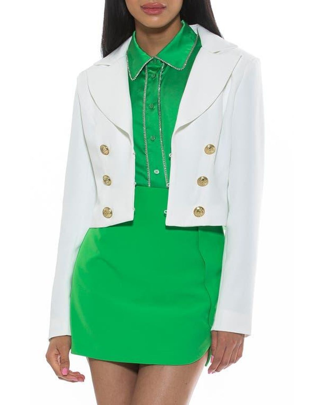 Alexia Admor Green Jesse Cropped Blazer