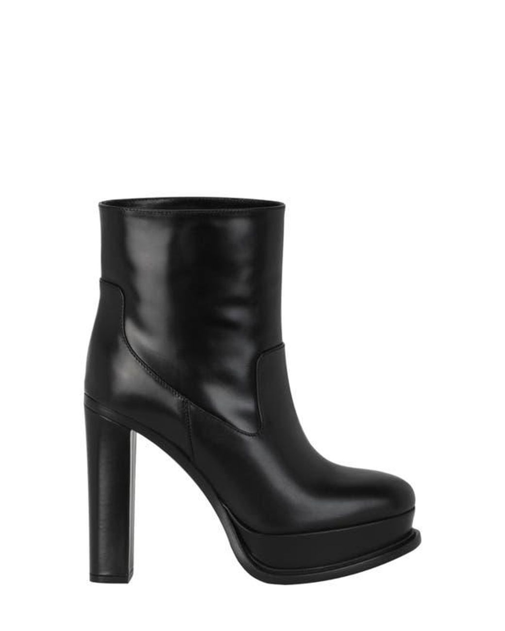 McQueen Black Leather Ankle Bootie