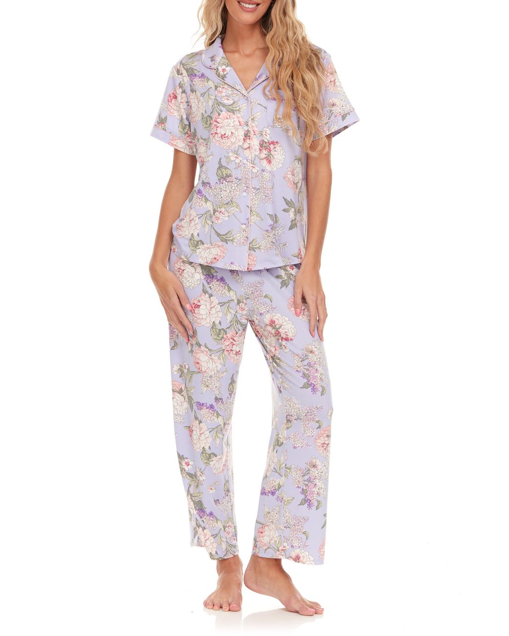 Flora Nikrooz Annie Floral Short Sleeve Top & Capris Pajamas in Red Lyst