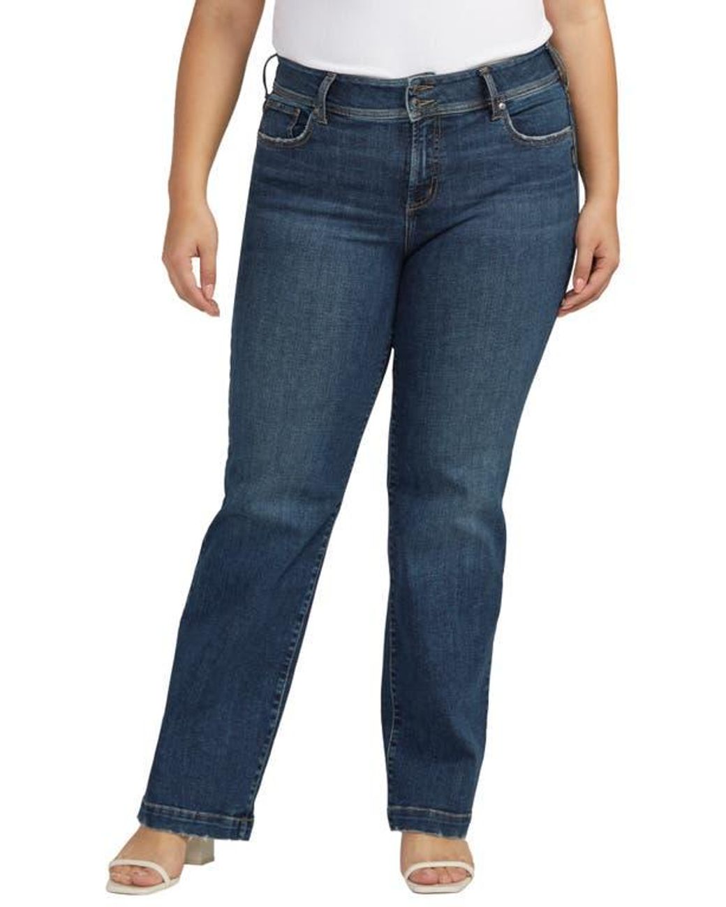 Silver Jeans Co. Jeans Suki Mid Rise Curvy Fit Bootcut – Plus Size Donna, Denim Elasticizzato, Lavaggio Indaco Medio-Scuro