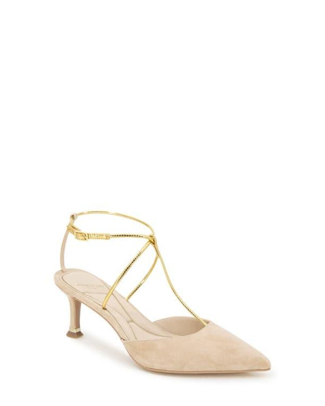 Kenneth Cole Metallic Umi T-Strap Pointed Toe Pump