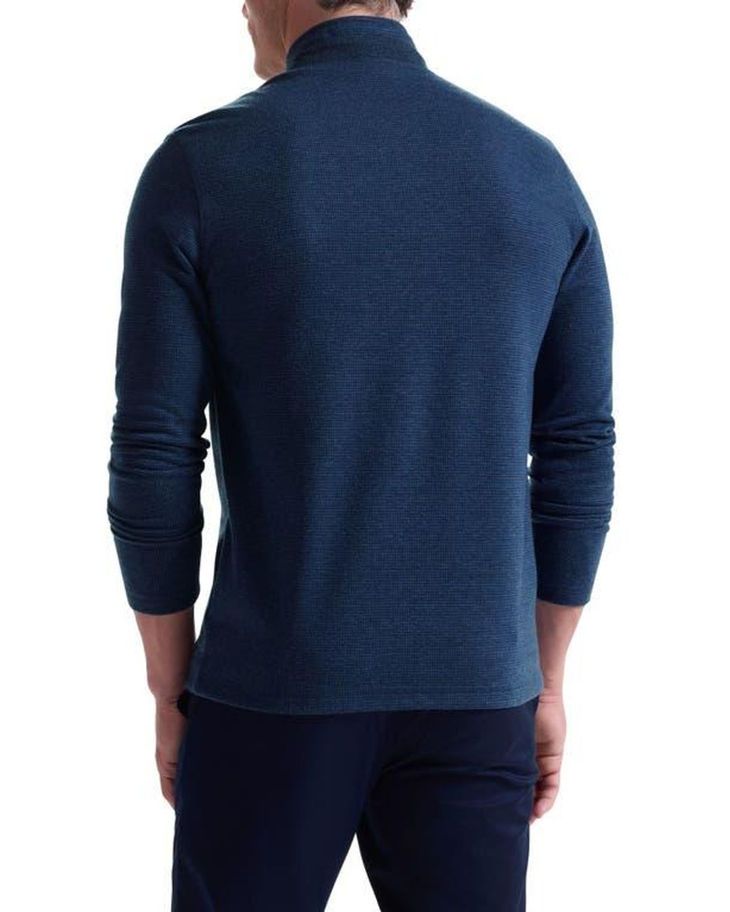 Bugatchi Blue Houndstooth Patern Quarter Zip Top for men
