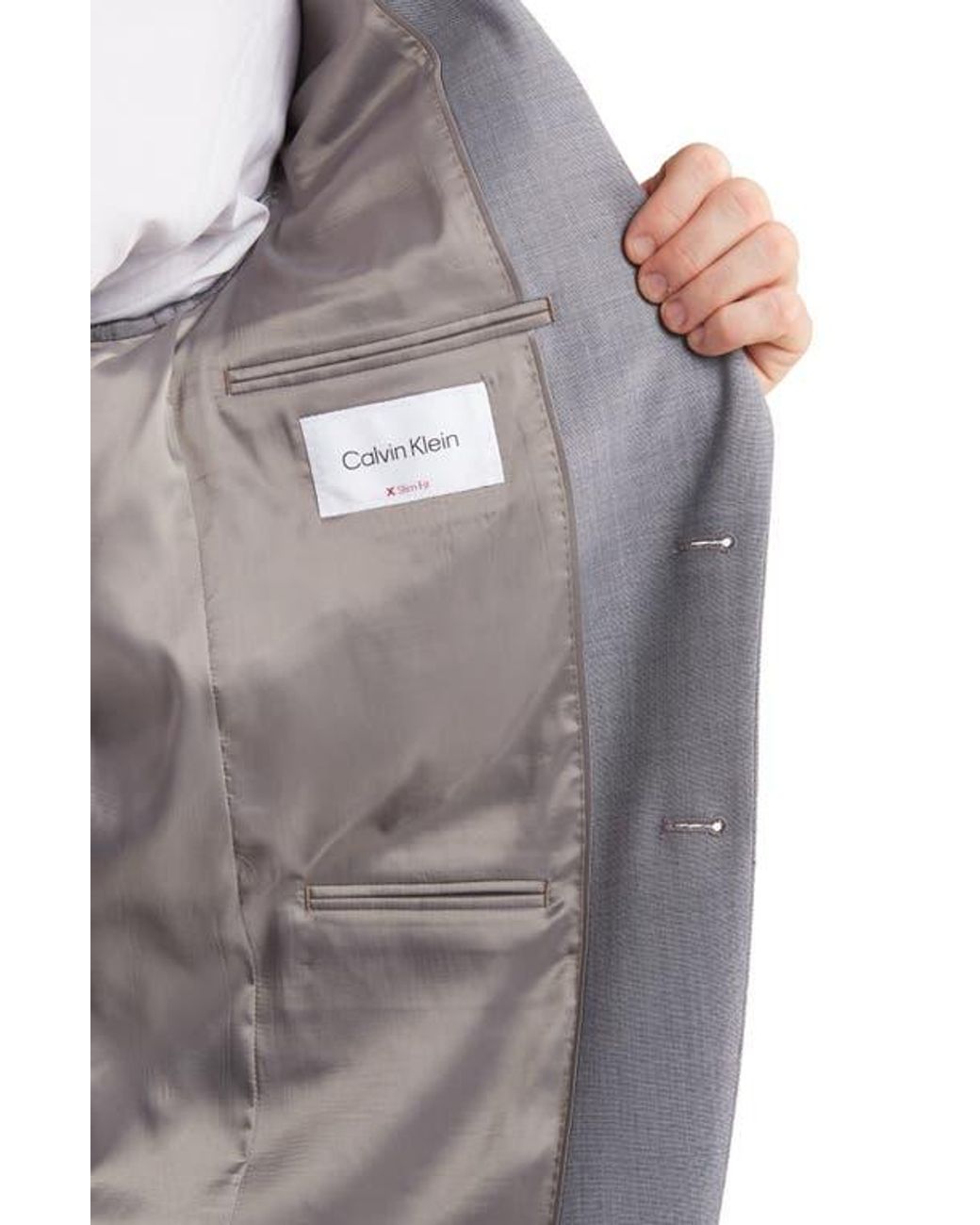 Calvin Klein Gray Medium Slim Stretch Suit Jacket for men