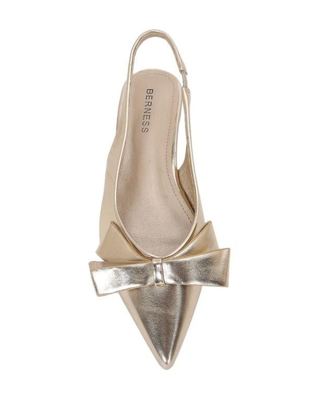 BERNESS White Cinnamon Bow Slingback Flat