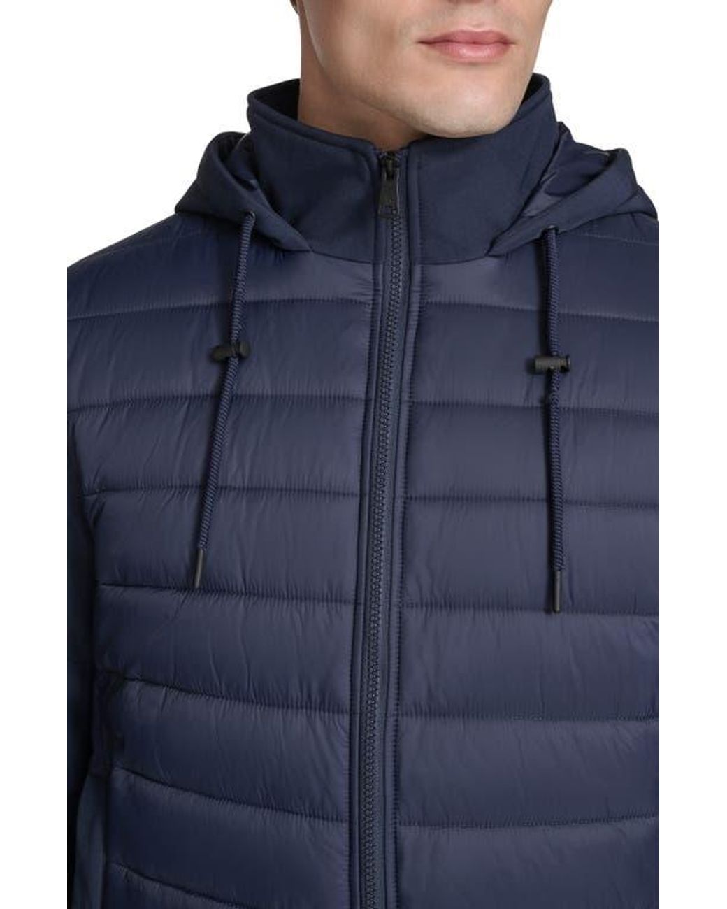 Kenneth Cole Blue Quilted Zip-Up Jacket for men