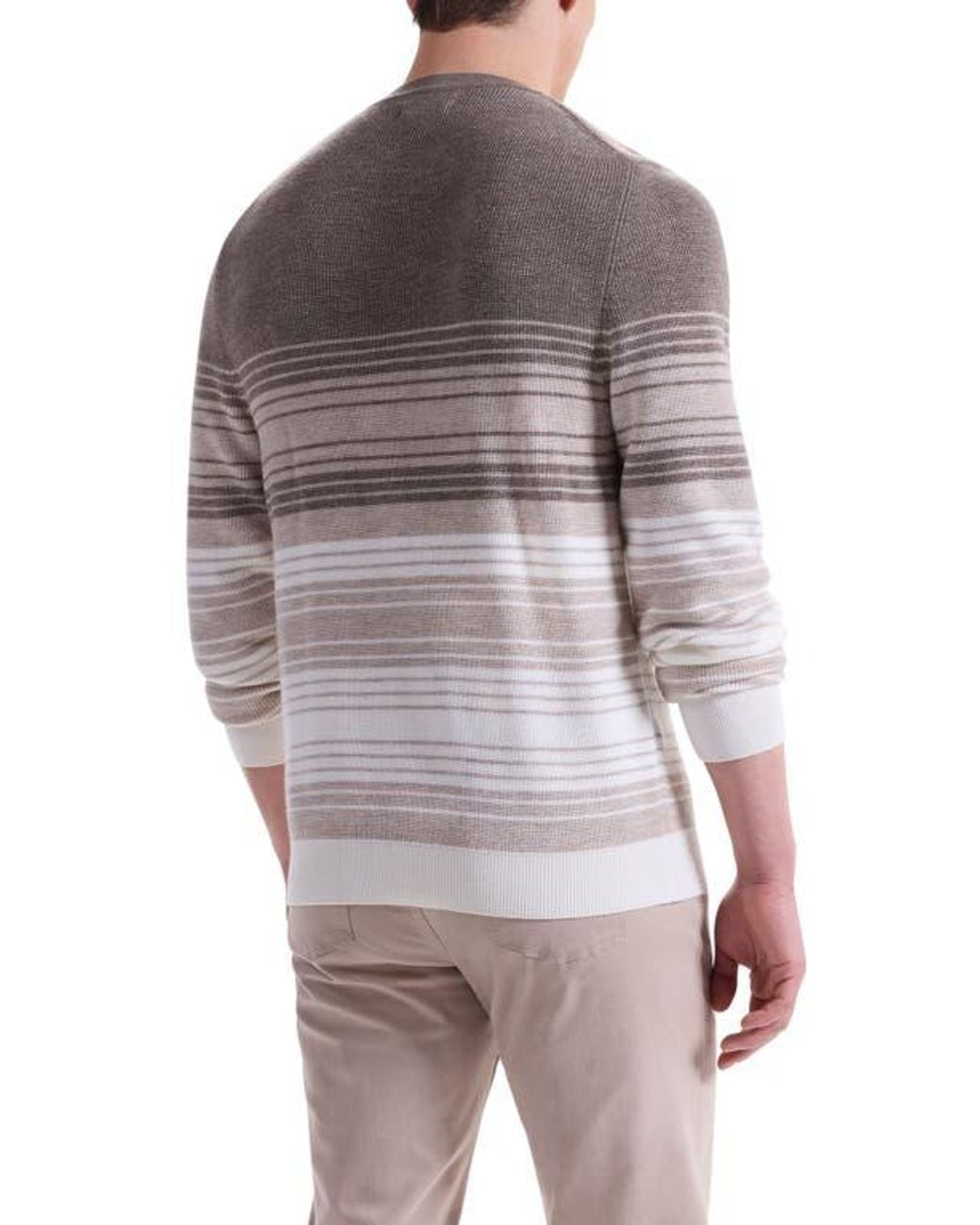 Bugatchi Purple Gradient Stripe Merino Wool Sweater for men