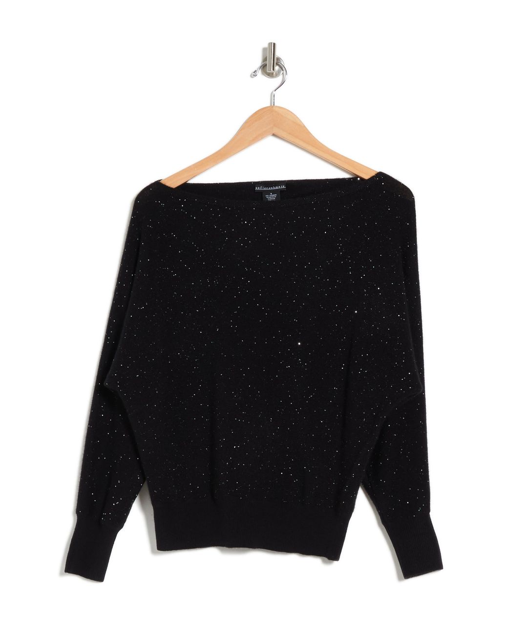 Sofia Cashmere Sequin Off The Shoulder Cashmere Sweater in Black | Lyst
