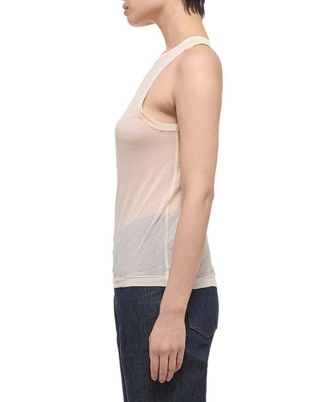 Helmut Lang Reversible Sheer Cotton Tank Top in Blue | Lyst