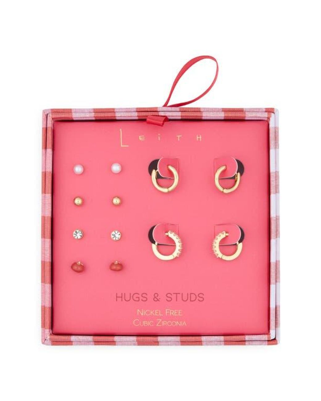 Leith Pink 6-Pack Tomato Assorted Earrings Set