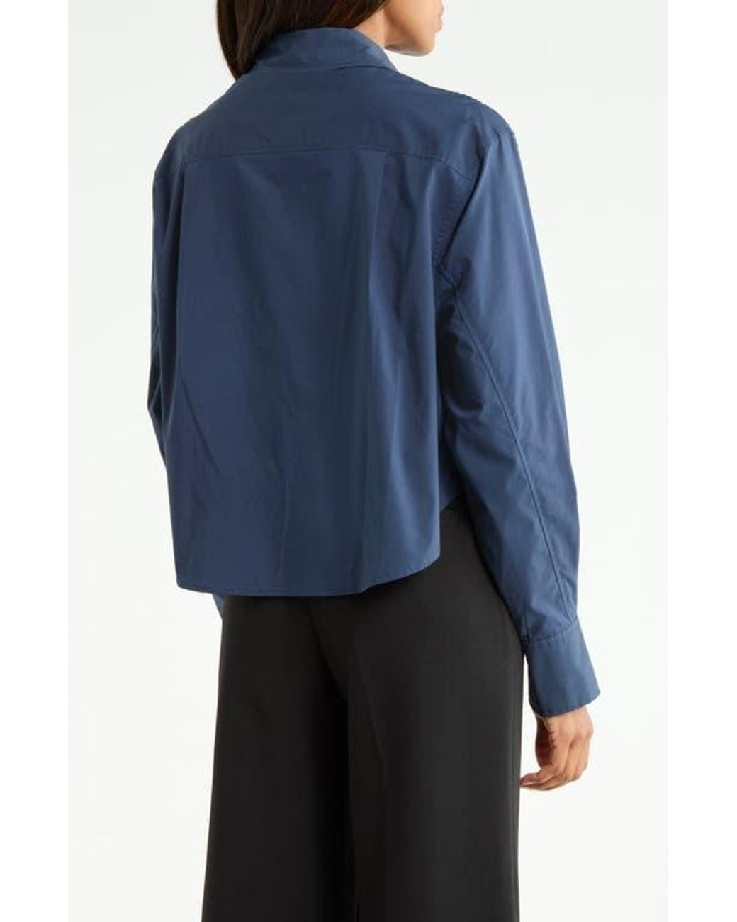 Jonathan Simkhai Blue Renata Layered Cropped Button Down Shirt