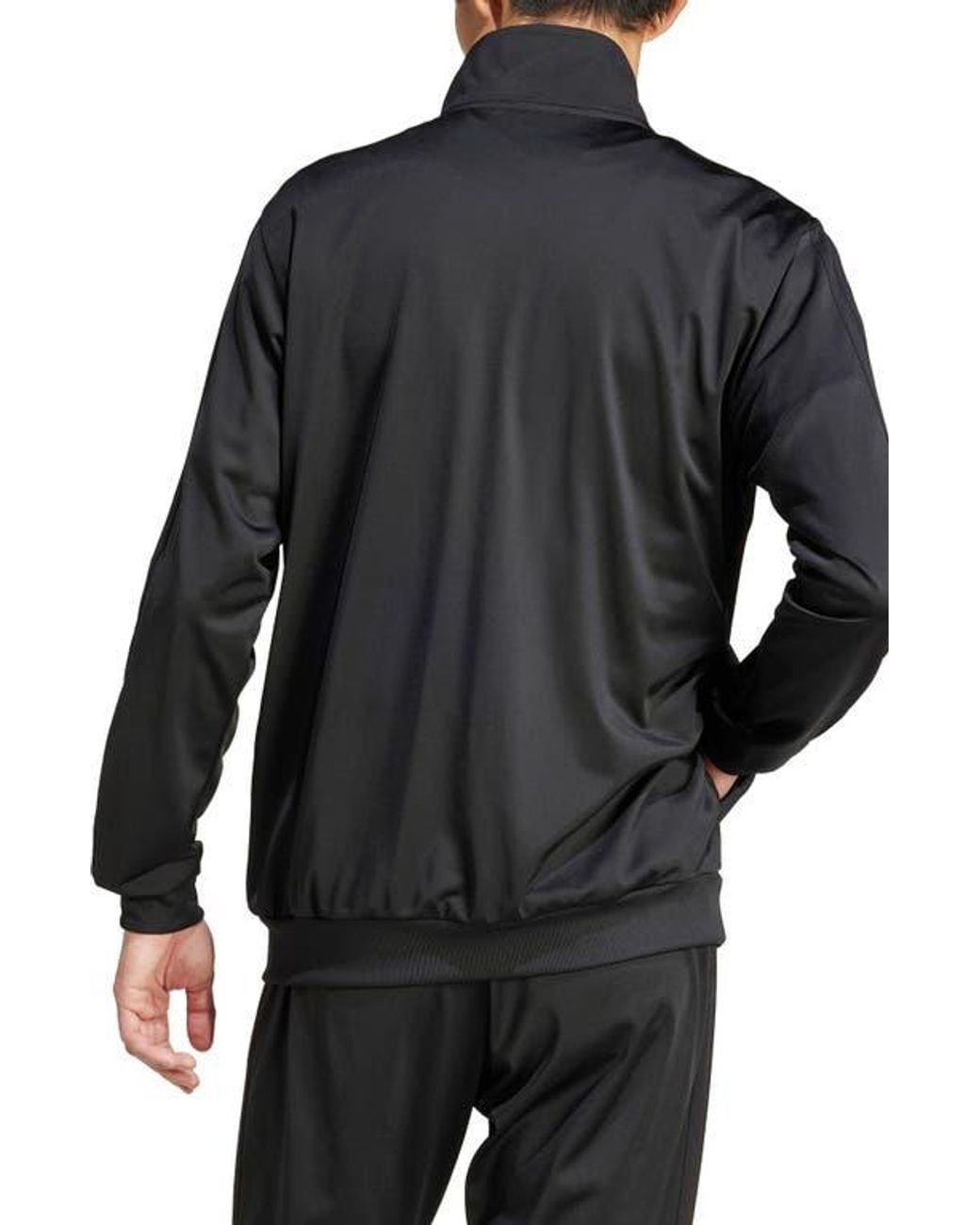Adidas Black Essentials Warm-Up 3-Stripes Track Jacket for men