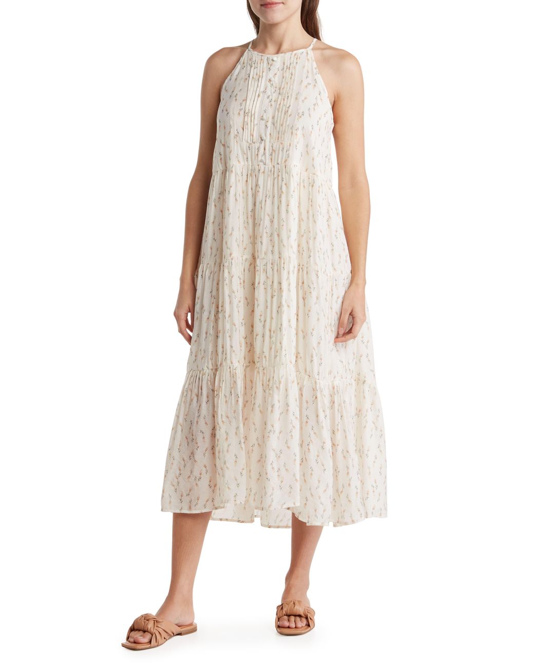 Blu Pepper Floral Pleated Tiered Dress in Natural Lyst