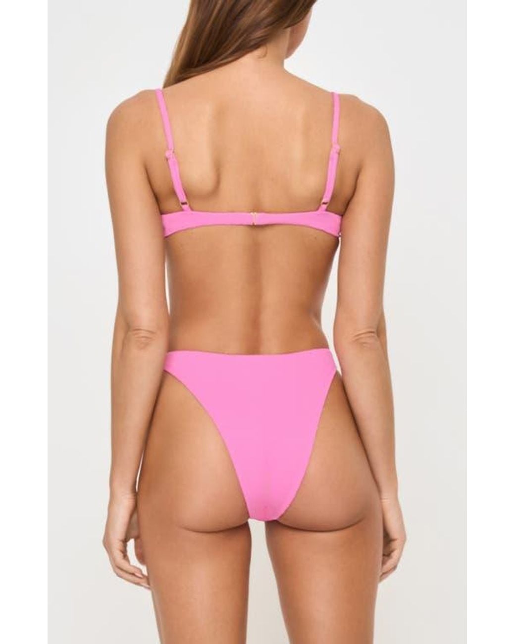 LSPACE Pink Belle Underwire Pucker Textured Bikini Top