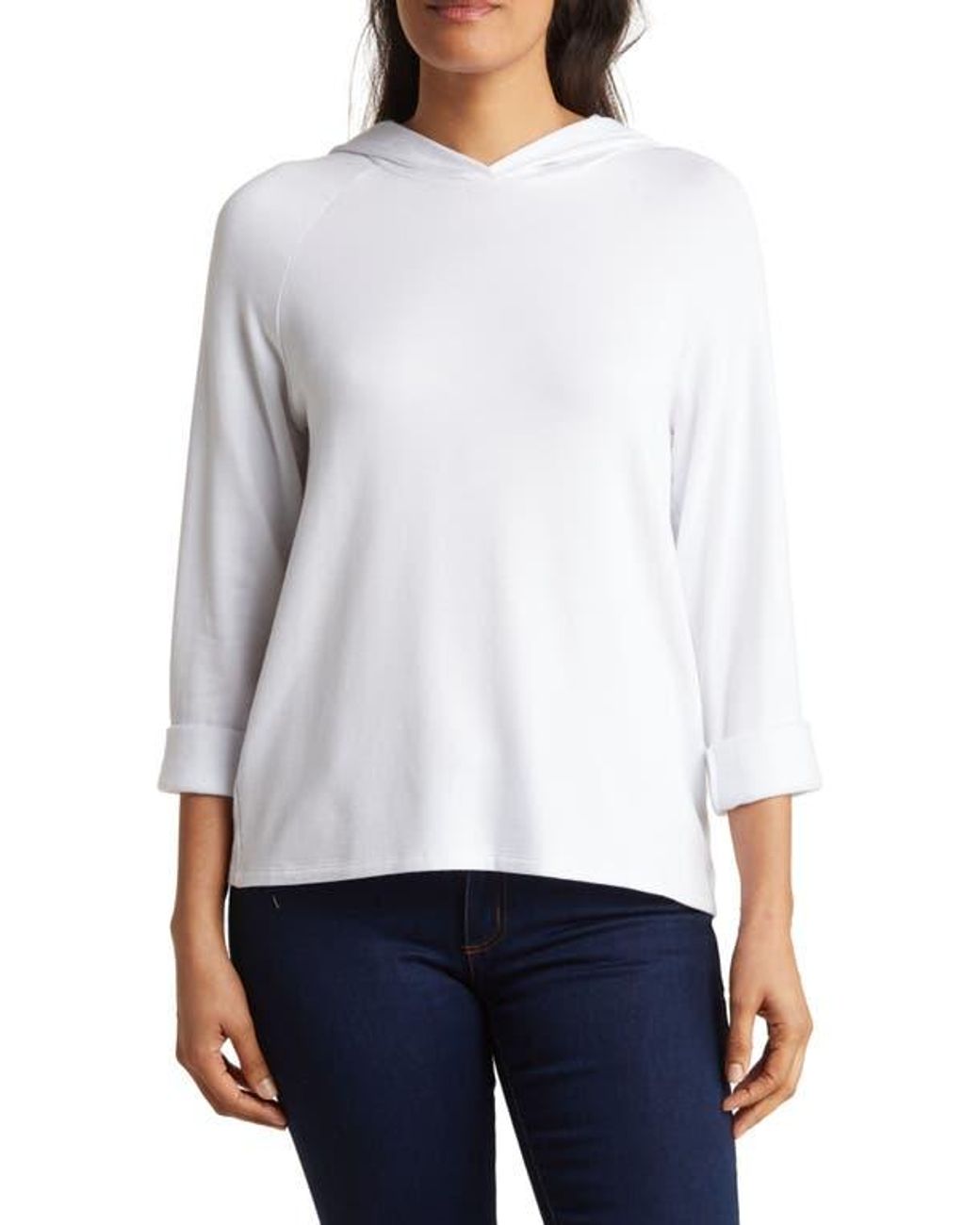 Go Couture White Dolman Pullover Sweatshirt