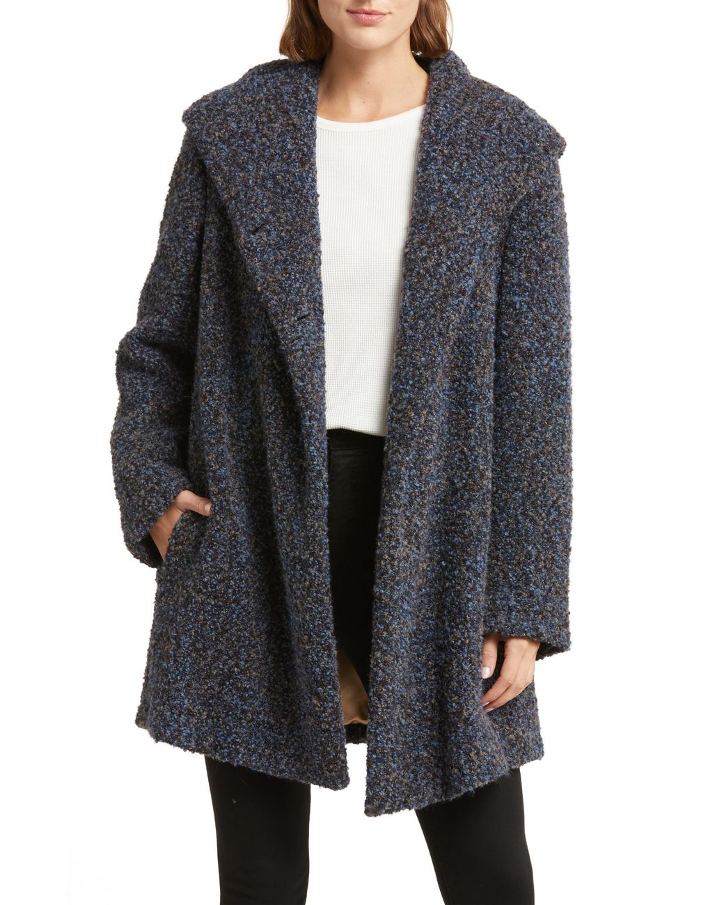 Hooded hot sale boucle coat