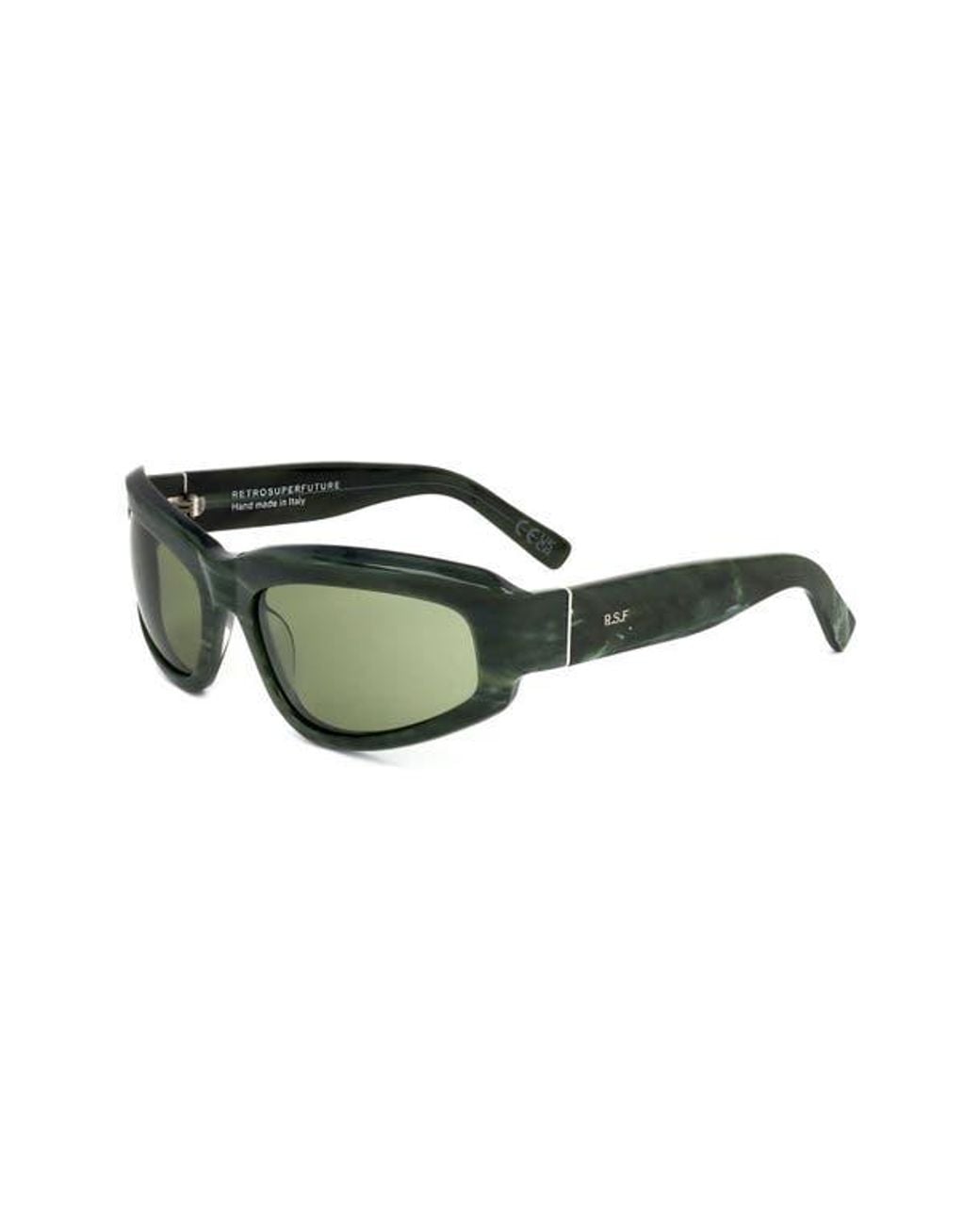Retrosuperfuture Green 61Mm Wrap Sunglasses