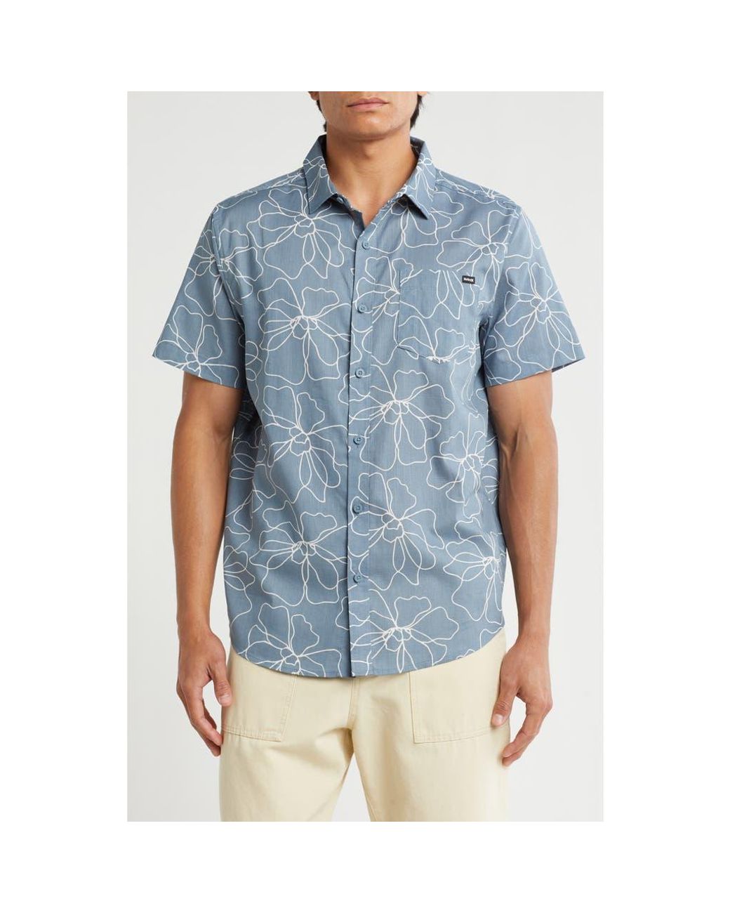 Hurley Caryota Short Sleeve Cotton Button-Up Shirt in Blue for Men | Lyst