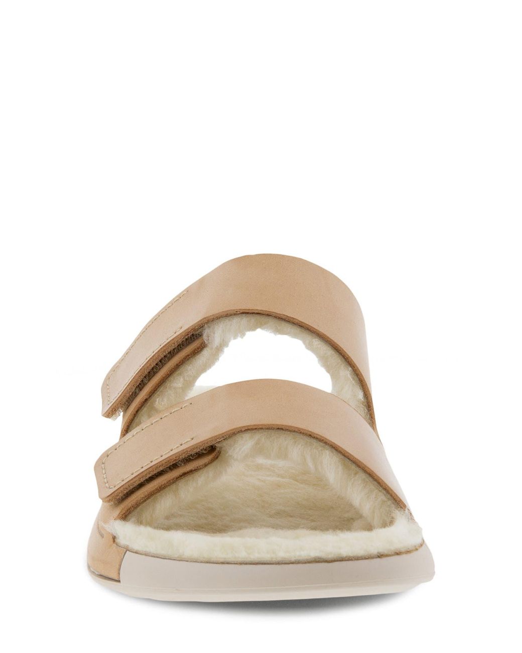 Ecco Cozmo Wool Lined Slide Sandal in Natural | Lyst