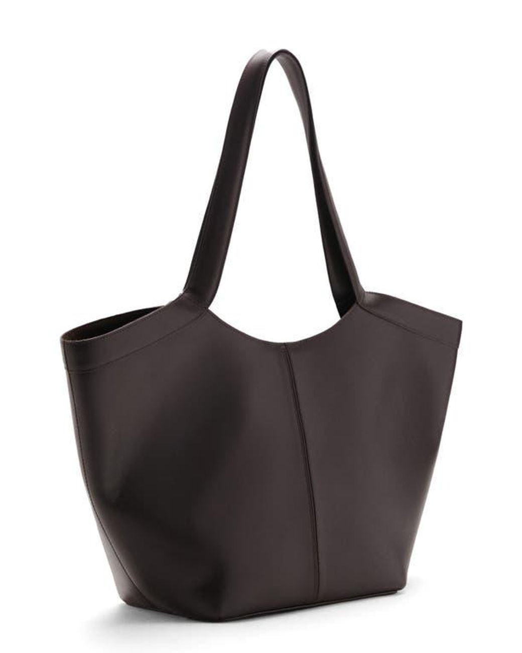 Mango Black Large Leather Shoulder Bag