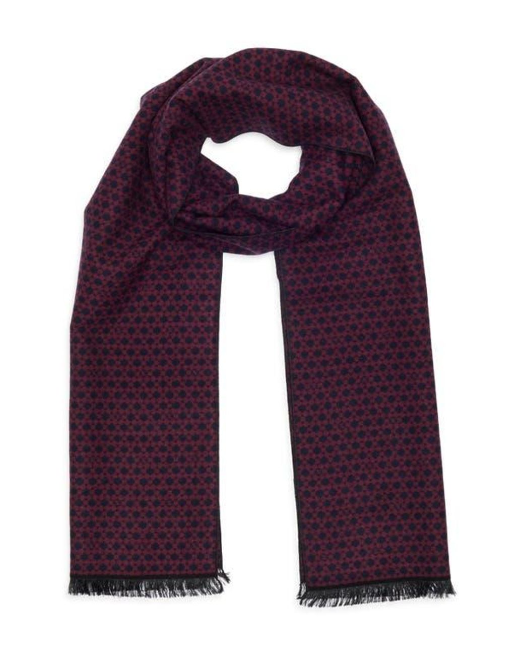 Ted Baker Purple Geometric Silk Reversible Scarf for men