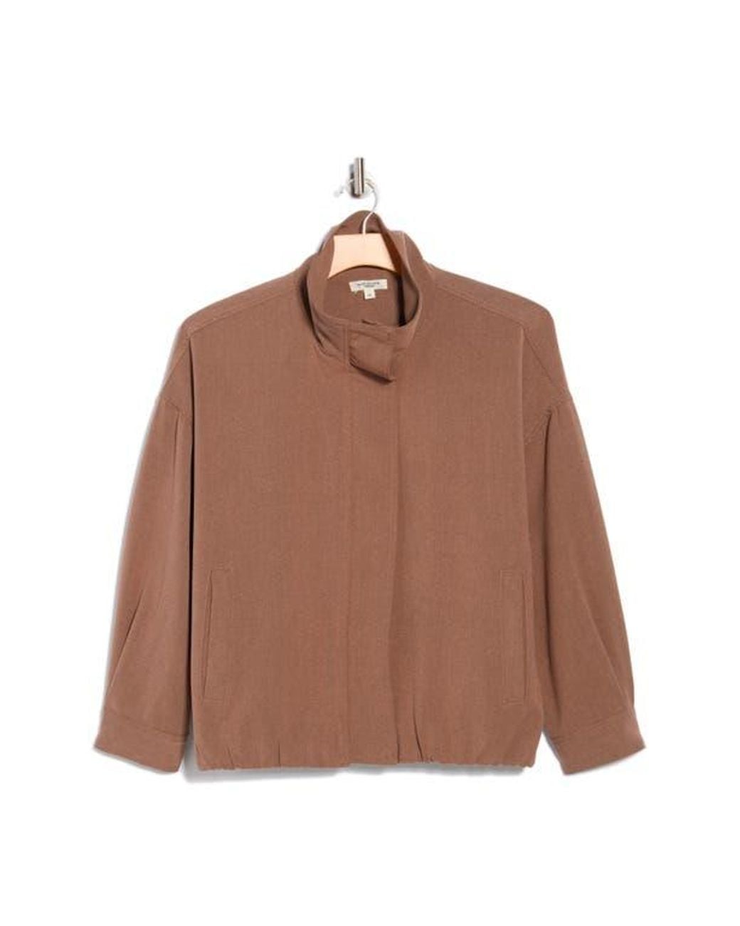 Max Studio Brown Bubble Hem Bomber Jacket