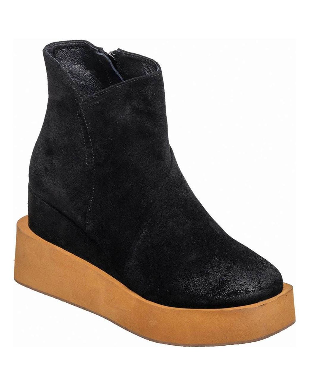 Antelope Black Suede Platform Wedge Boot