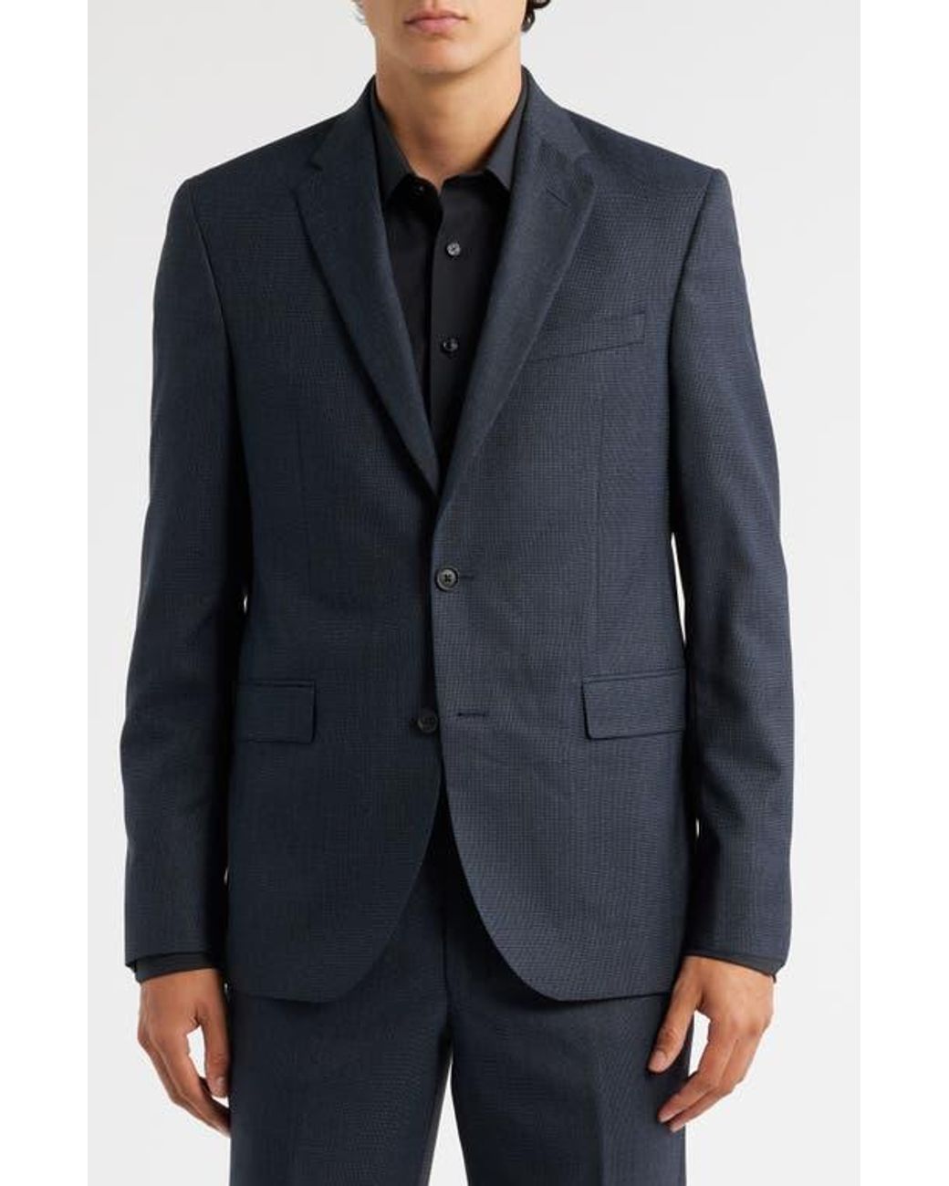 AllSaints Blue Ross Slim Fit Solid Wool Suit for men