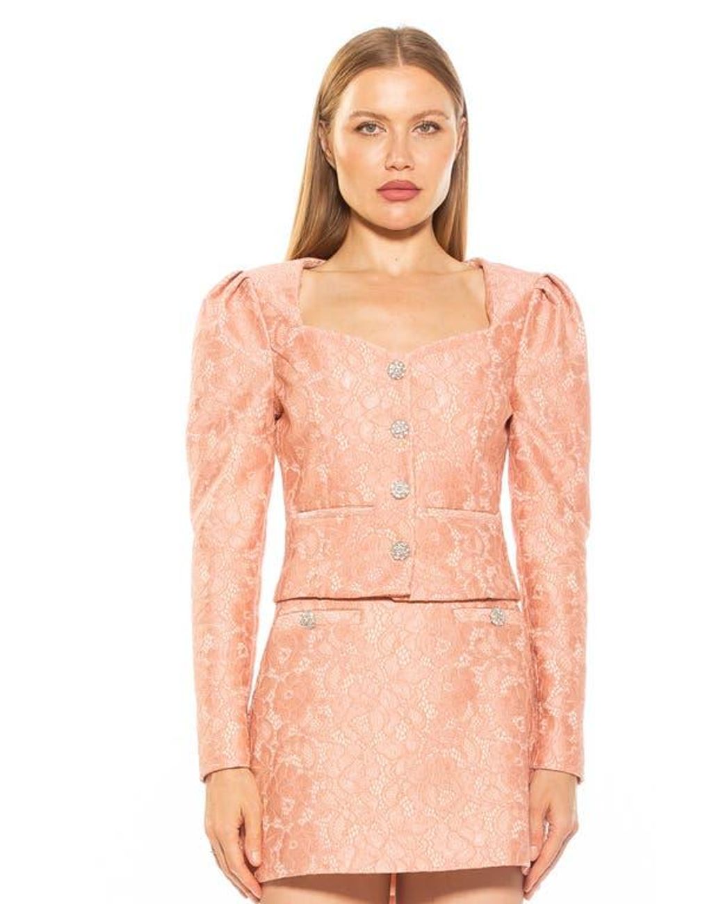 Alexia Admor Pink Rowan Lace Jacket