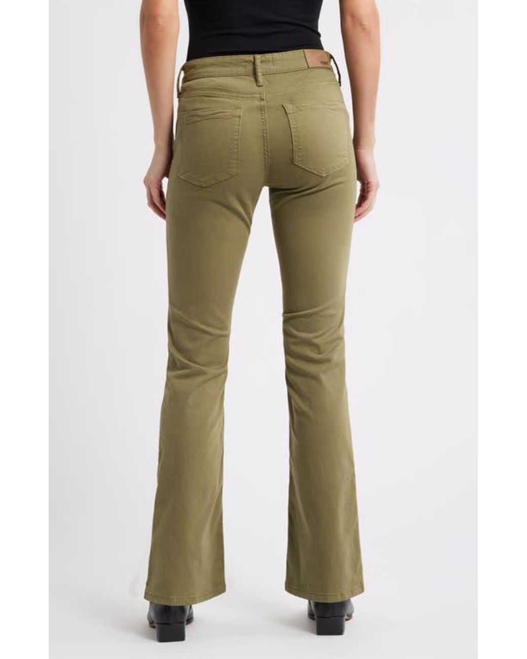 Mavi Green Vicky Patch Pocket Mid Rise Bootcut Sateen Pants
