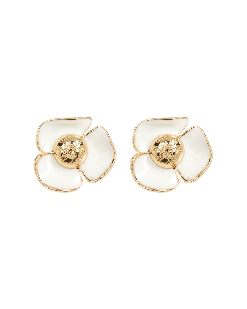 Tory Burch Fleur Stud Earrings in Metallic | Lyst