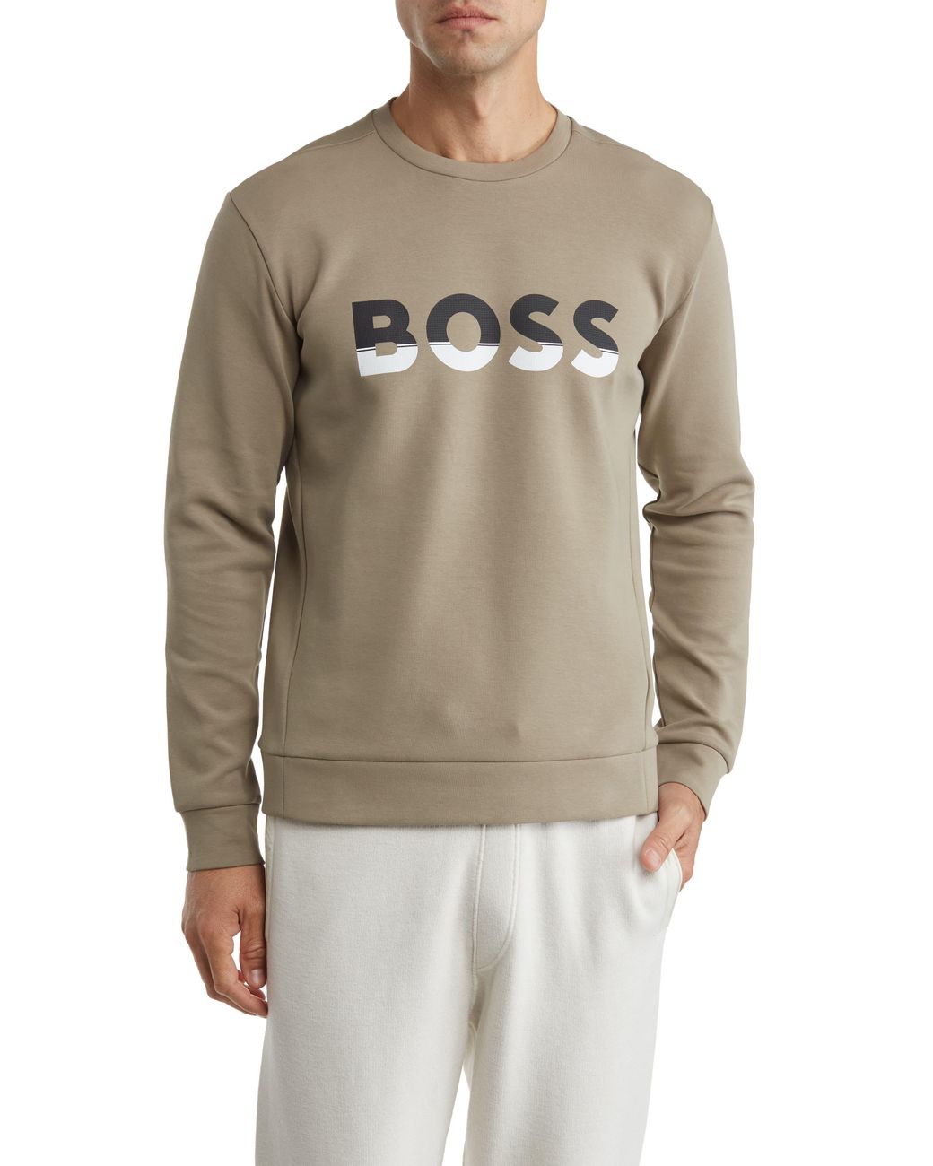 BOSS Salbo Logo Crewneck Sweater in Green for Men | Lyst