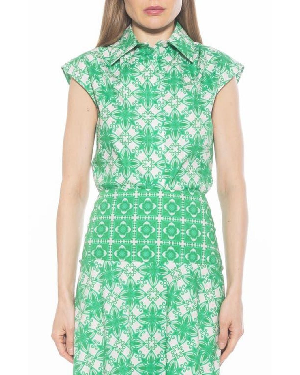 Alexia Admor Green Juniper Button-Up Shirt