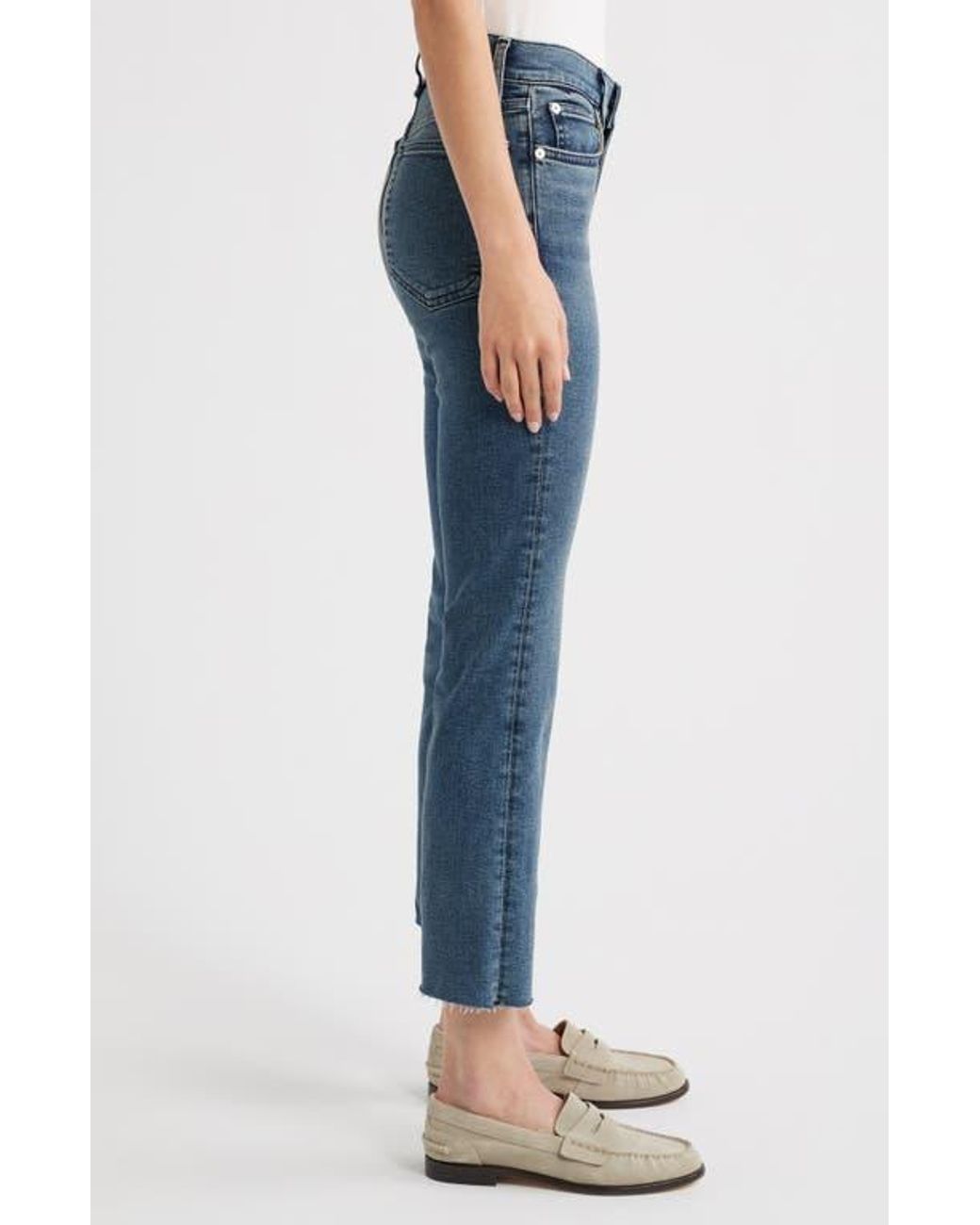 Rag & Bone Blue Flexi Peyton Raw Hem Crop Bootcut Jeans