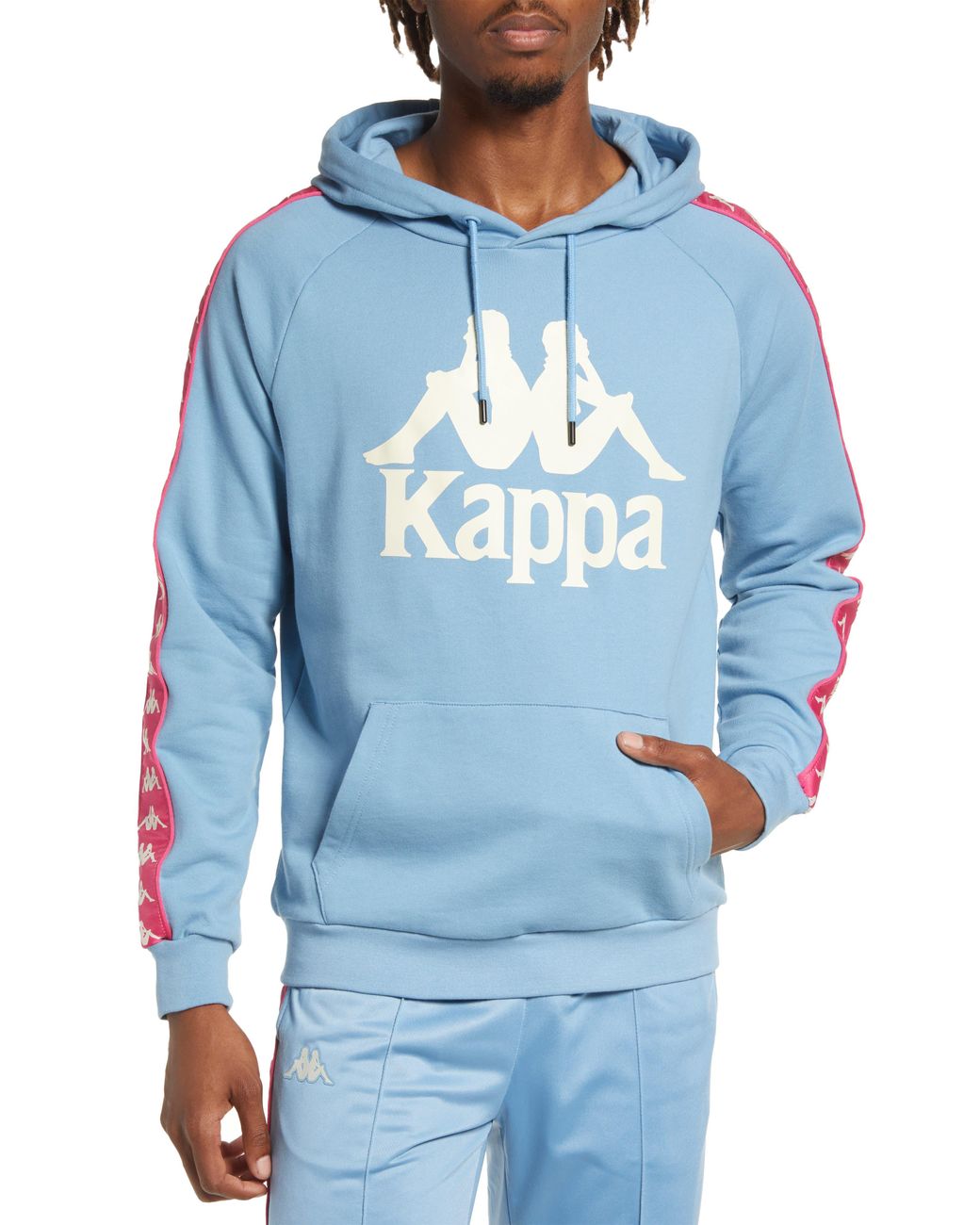 Kappa 222 Banda Hurtado 2 Hoodie In Blue-fuchsia Pink-white At Nordstrom  Rack for Men | Lyst
