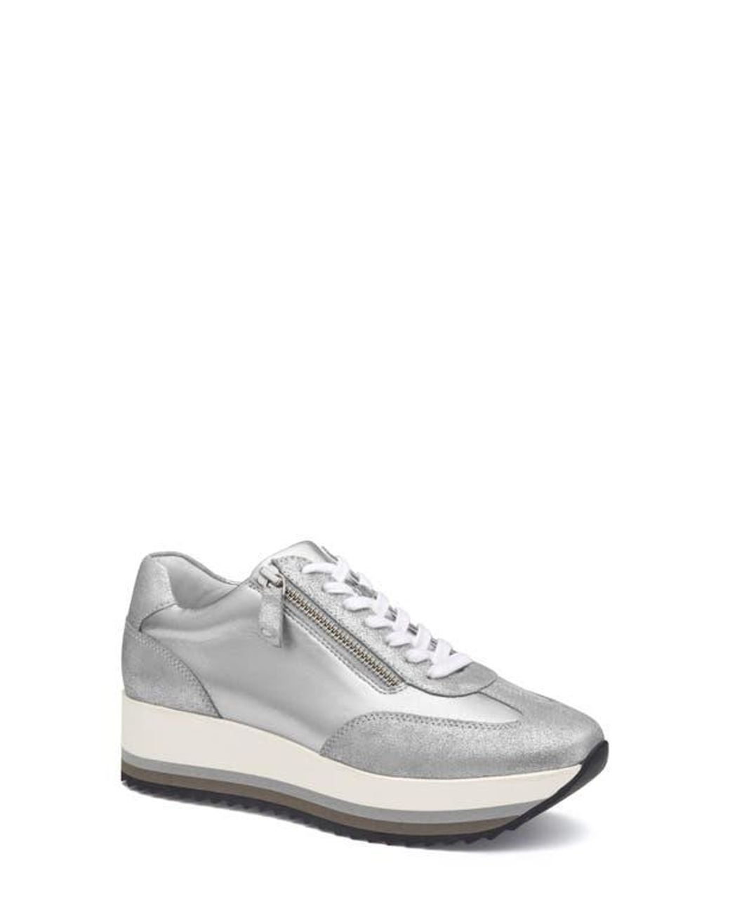 Johnston & Murphy White Gracie Side Zip Sneaker