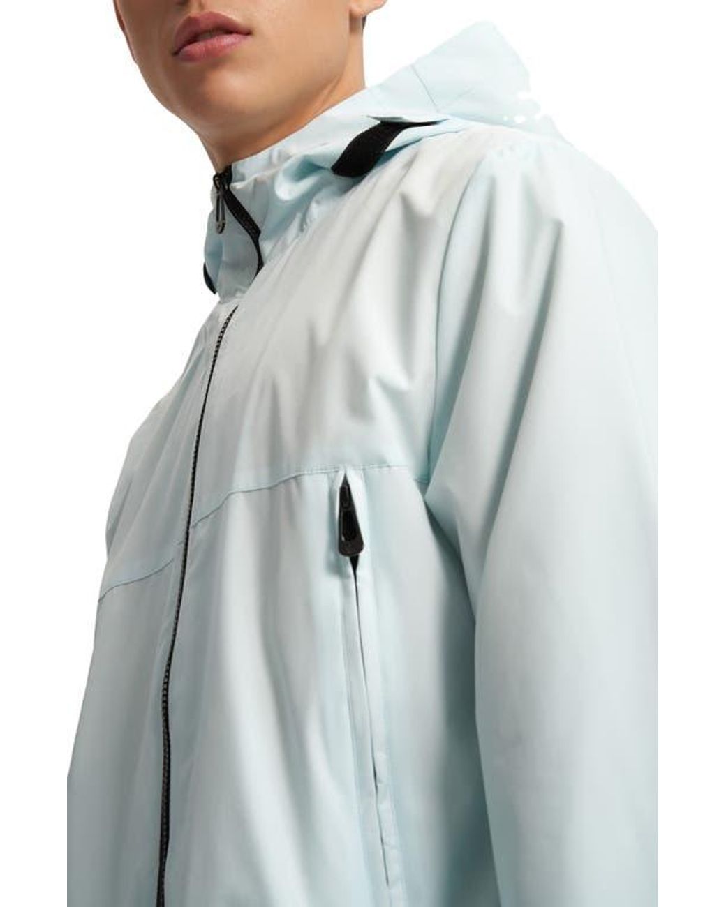 Noize White Silas Hooded Rain Jacket for men
